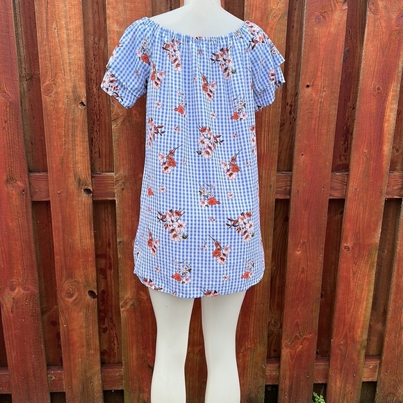 Purple Snow Gingham Floral Mini Dress Size XL - Picture 7 of 11